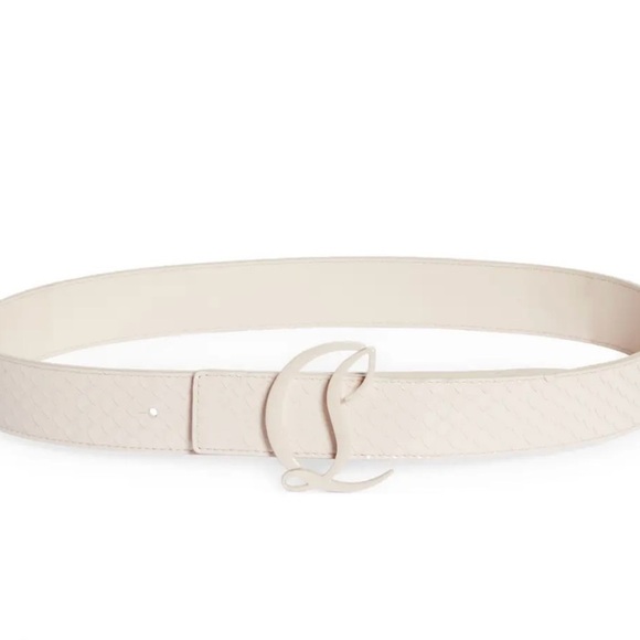 Christian Louboutin Accessories - Elegant Cream Belt with Signature Logo